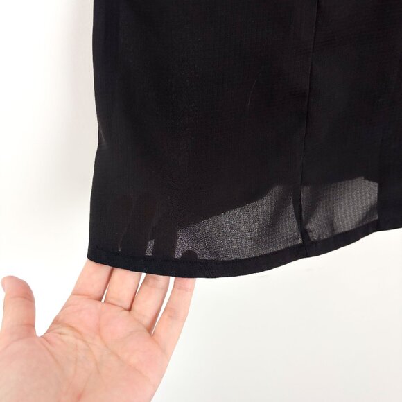 Gloria Vanderbilt Womens Black Sheer Button-Up Blouse Short Sleeve Size Medium - Picture 3 of 5